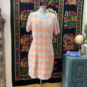 NEW Lazy Oaf Feeling Peachy Knit Plaid Dress
